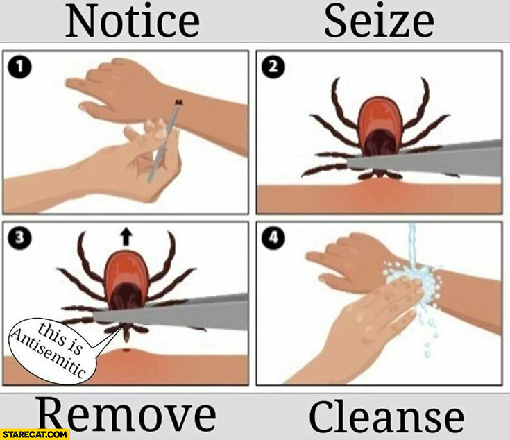How to remove a tick notice seize remove cleanse this is antisemitic