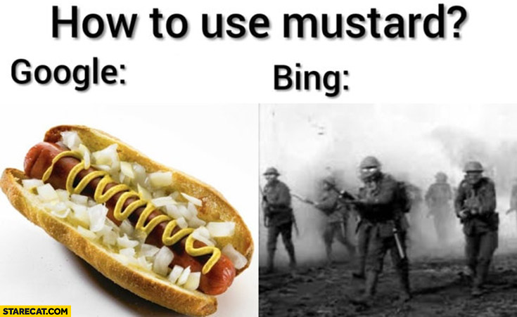 How to use mustard google vs bing mustard gas