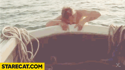 Human attacking sharks boat silly gif animation
