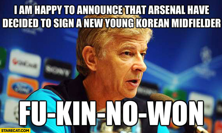 I am happy to anounce that Arsenal have decided to sign a new young korean midfielder fu kin no won