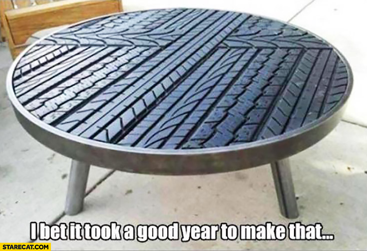 I bet it took a good year to make that table made out of tires