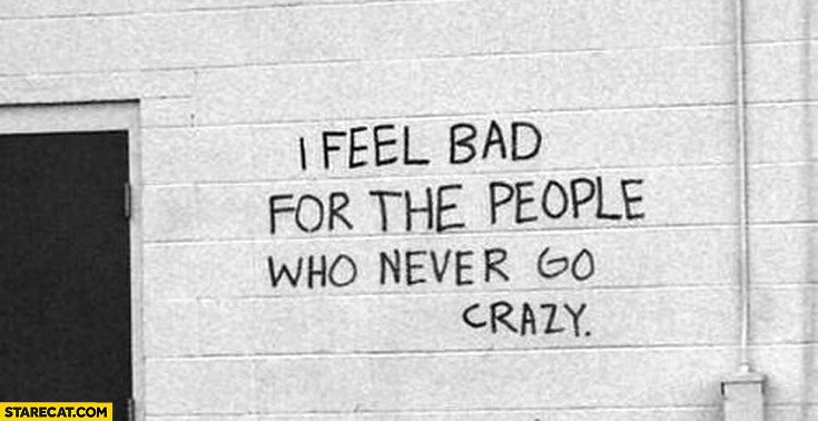 I feel bad for the people who never go crazy
