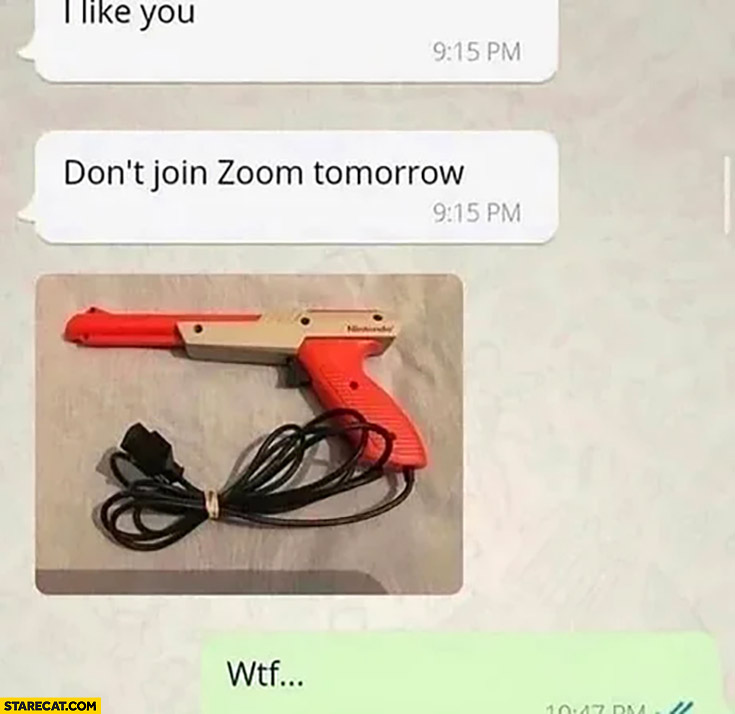 I like you don’t join Zoom tomorrow pegasus console gun
