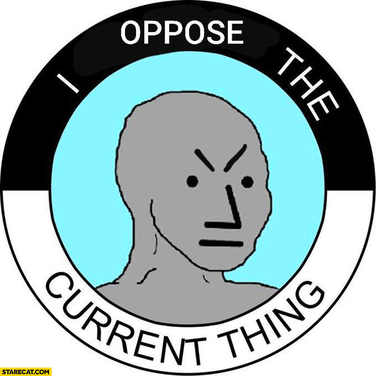 I oppose the current thing angry man sticker label