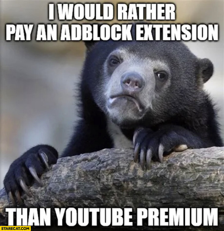 I would rather pay an adblock extension than youtube premium