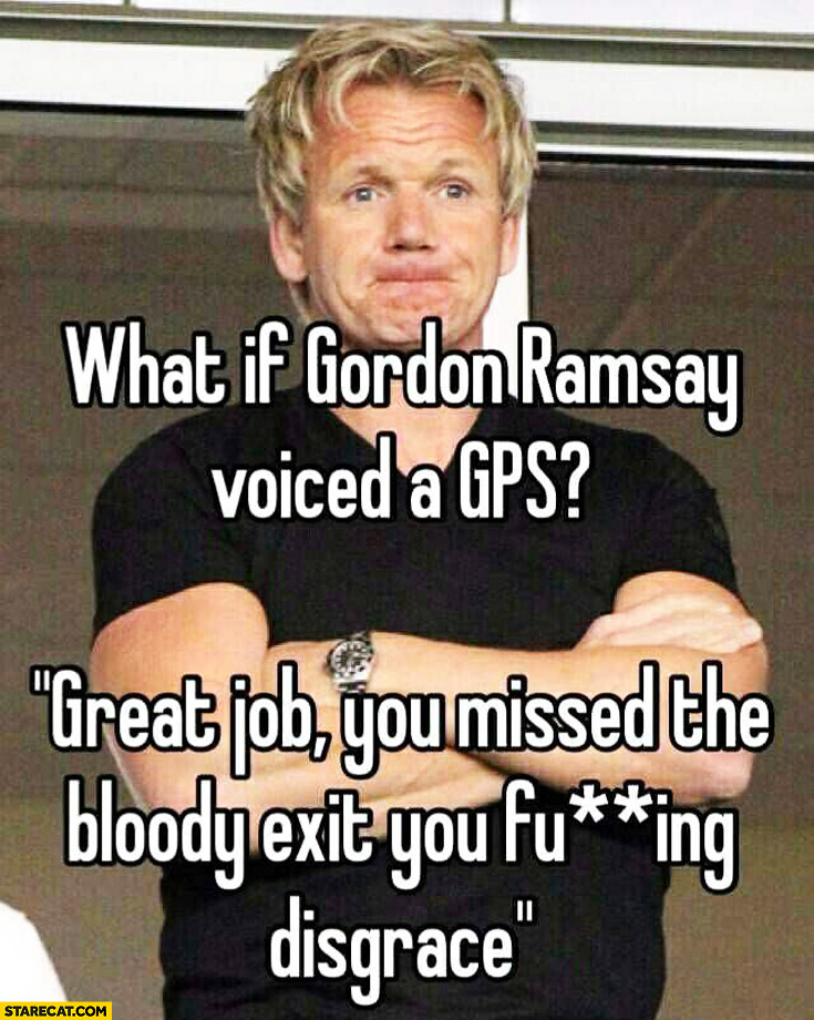 If Gordon Ramsay voiced a GPS great job you missed the bloody exit you disgrace