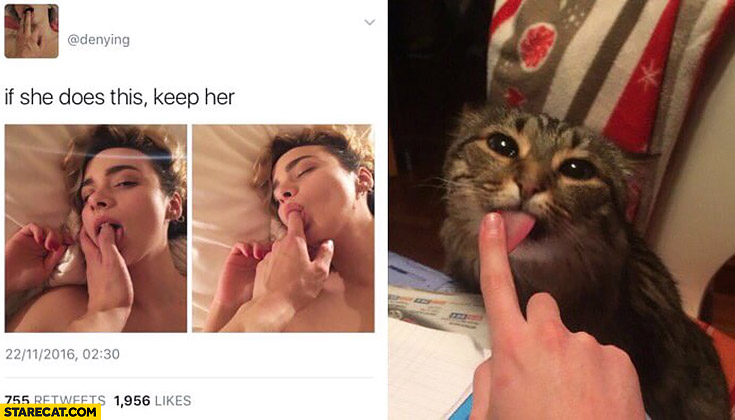 If she does this keep her cat licking finger