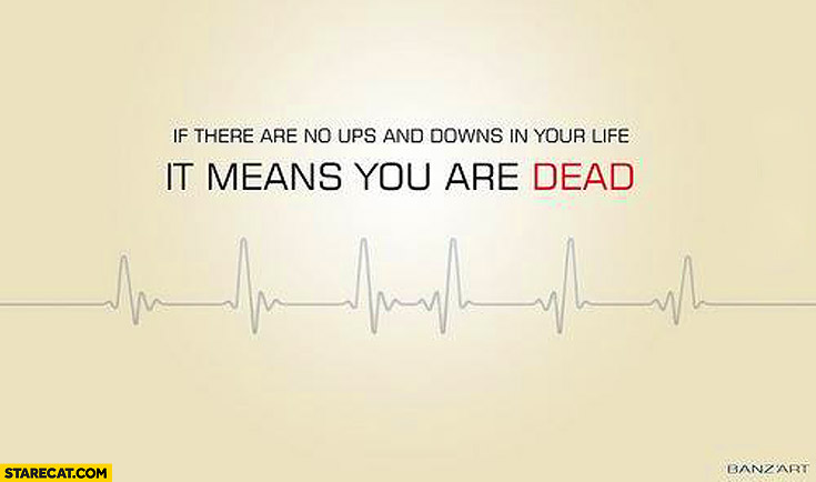 If there are no ups and downs in your life it means you are dead
