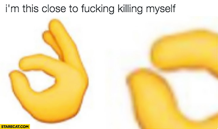 I’m this close to killing myself emoji meme