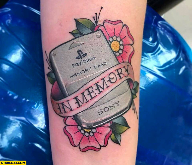In memory of PlayStation memory card tattoo