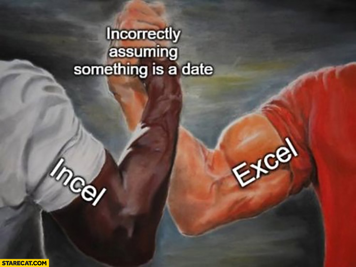 Incel and excel both incorrectly assuming something is a date