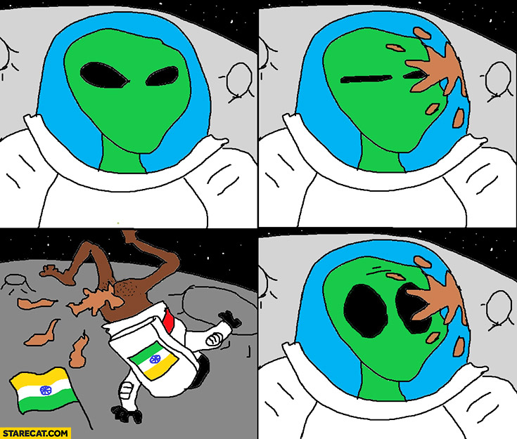 India space program UFO shit in space comic trolling