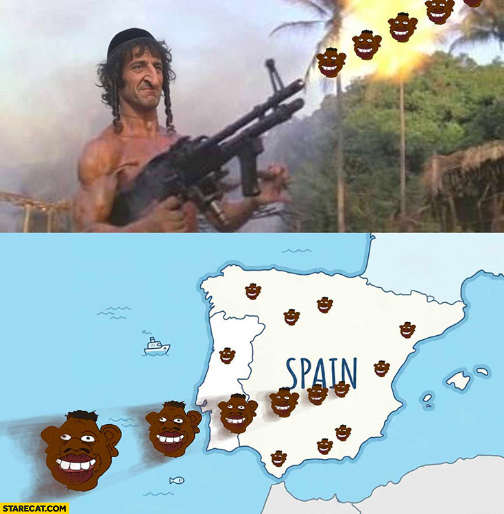 Israel jews rambo shooting black men to Spain