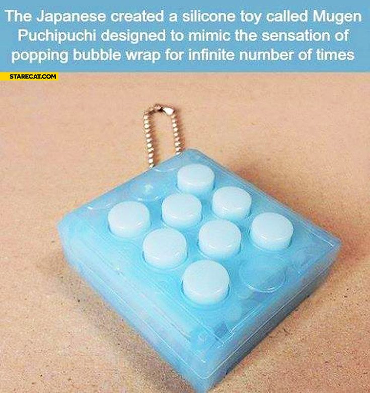 Japanese created silicone toy mugen puchipuchi mimics sensation of popping bubble wrap