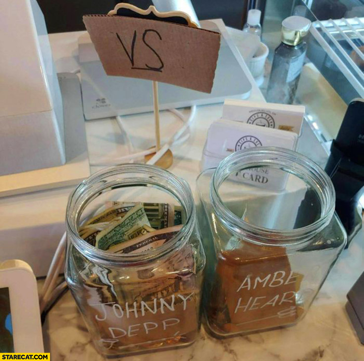 Jars for tips tipping Johnny Depp vs Amber Heard