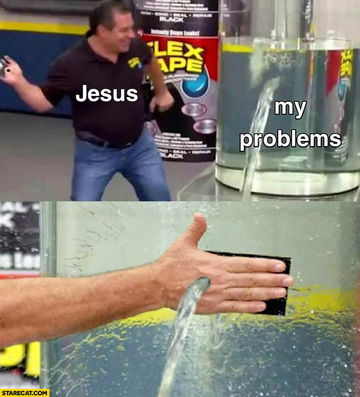 Jesus, my problems, hole in hand water flowing through