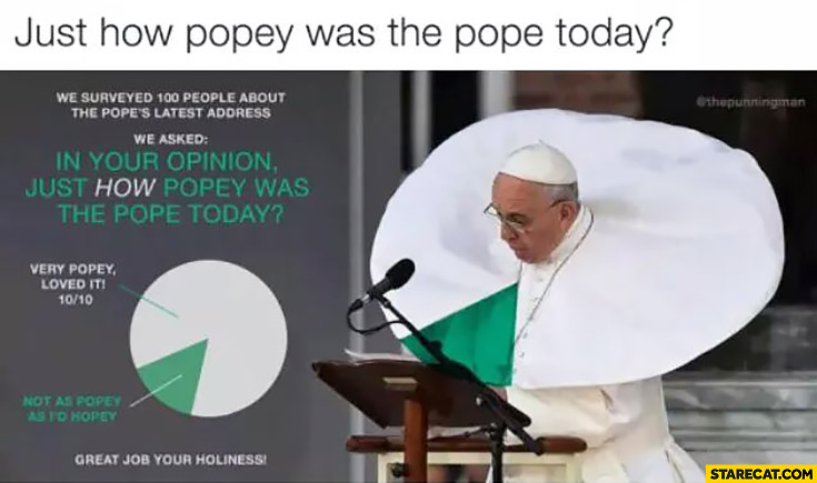 Just how popey was the Pope today? Graph out of popes clothes