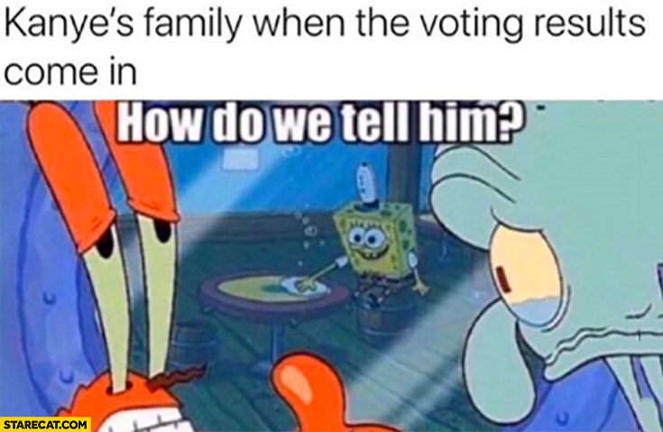 Kanye’s family when the voting results come in how do we tell him Spongebob