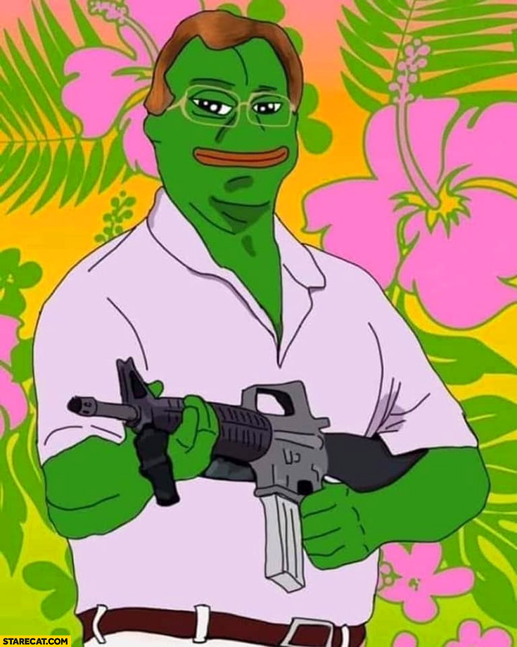 Ken and Karen with M4 rifle frog Pepe photoshopped