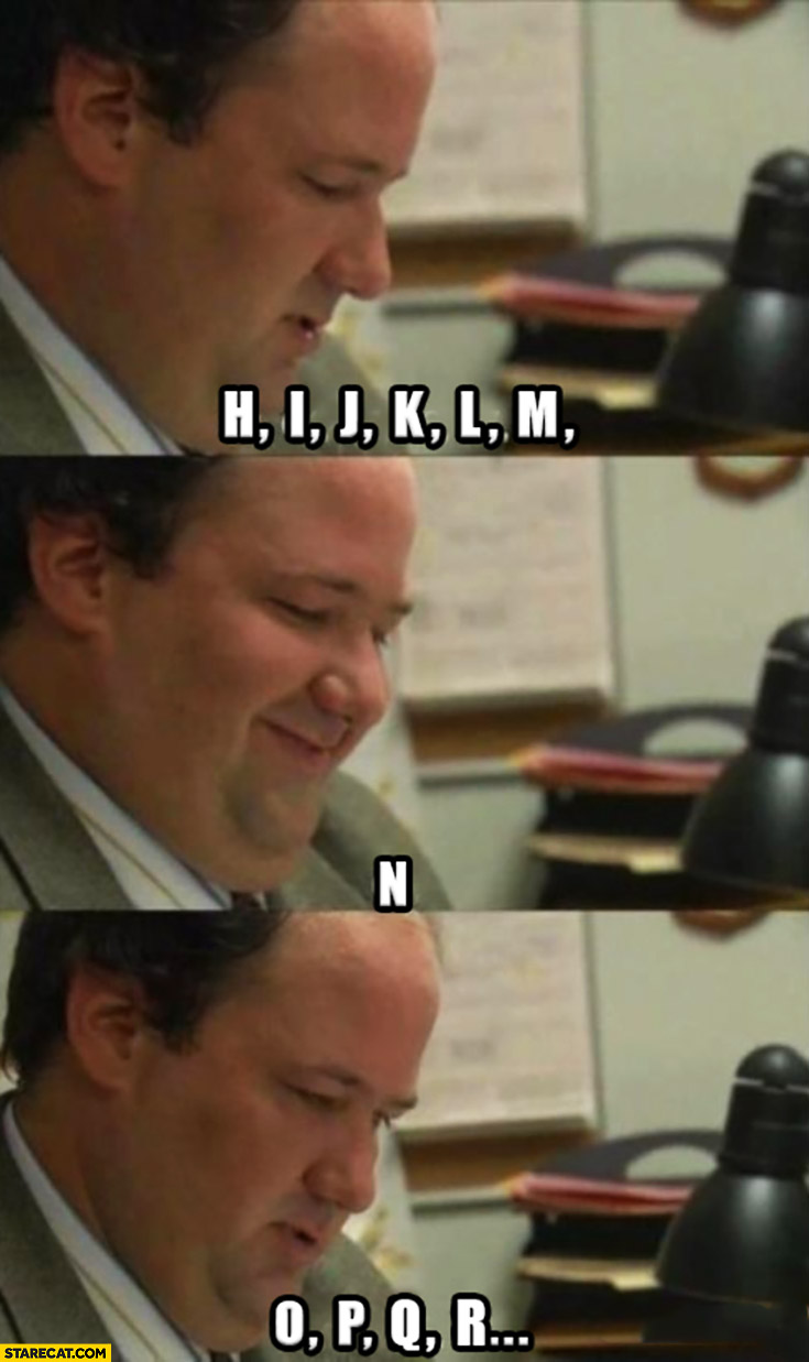 Kevin the office letters laughs at letter n word the office