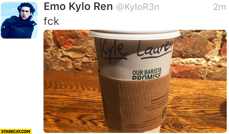 Kylo Ren Starbucks name Kyle Lauren fail