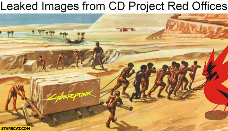 Leaked images from CD Project red offices slavery making Cyberpunk 2077