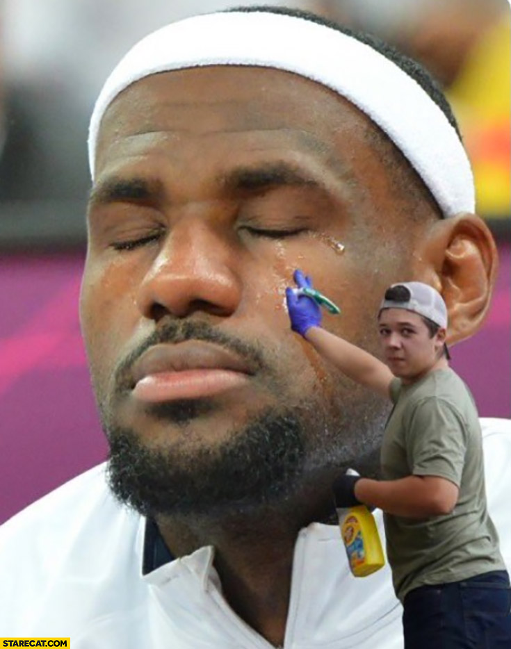 Lebron James crying Kyle Rittenhouse cleaning his tears