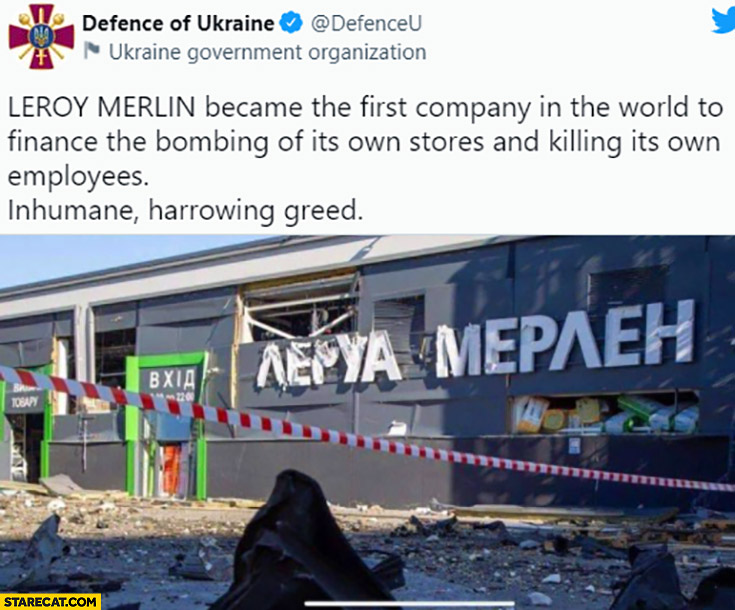 Leroy Merlin became the first company in the world to finance the bombing of its own stores and killing its own employees inhumane harrowing greed