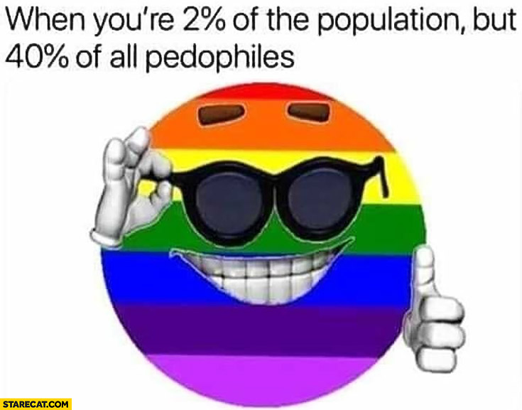 LGBT when you’re 2% percent of the population but 40% percent of all pedophiles