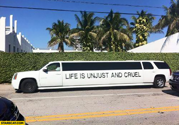 Life is unjust and cruel limousine limo quote