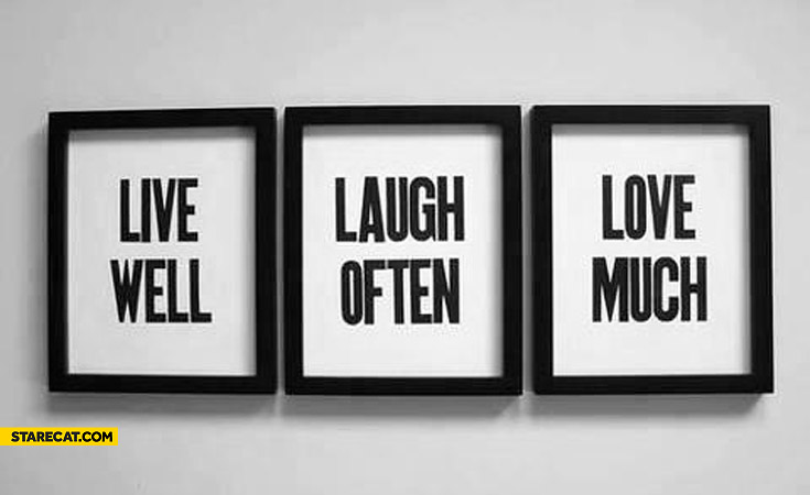 Quadretto Decorativo CVHOMEDECO - Telaio In Legno Con Scritta Live Well, Laugh Often, Love Much