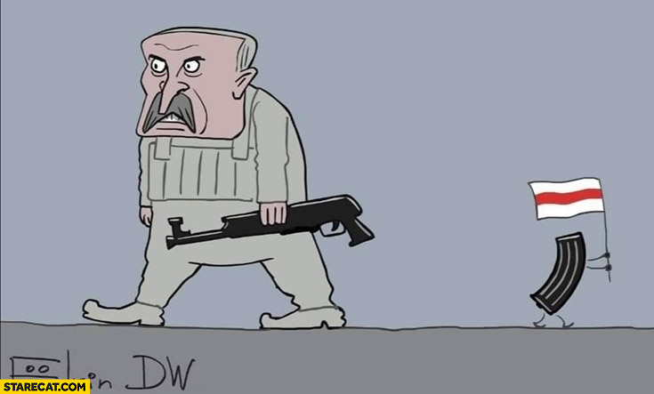 Lukashenko his ammo on a strike Belarus cartoon drawing