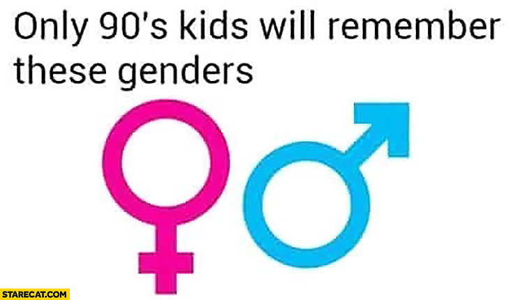 Male female only 90’s kids will remember these genders
