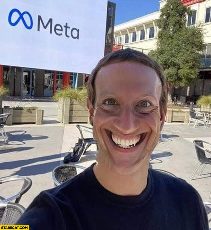 Mark Zuckerberg weird smile face photoshopped