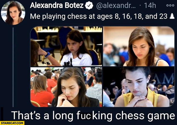 Me playing chess at ages 8, 16, 18 and 23 that’s a long chess game