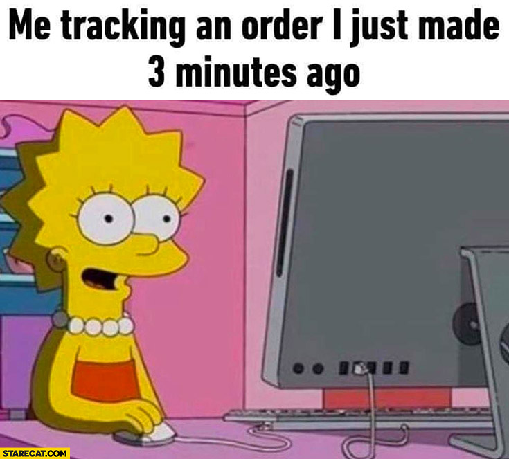 Me tracking an order I just made 3 minutes ago Lisa Simpson