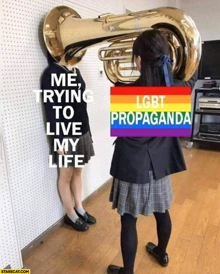 Me trying to live my life vs LGBT propaganda trombone