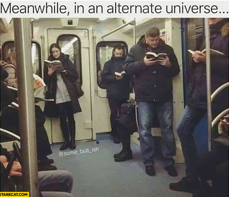 Meanwhile in an alternative universe everyone on the subway reading books