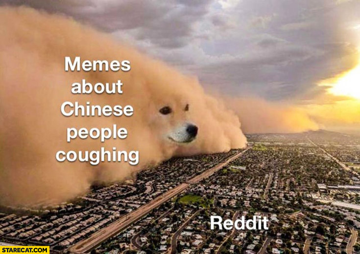 Memes about Chinese people coughing dog flooding reddit sand storm corona virus plague pandemia