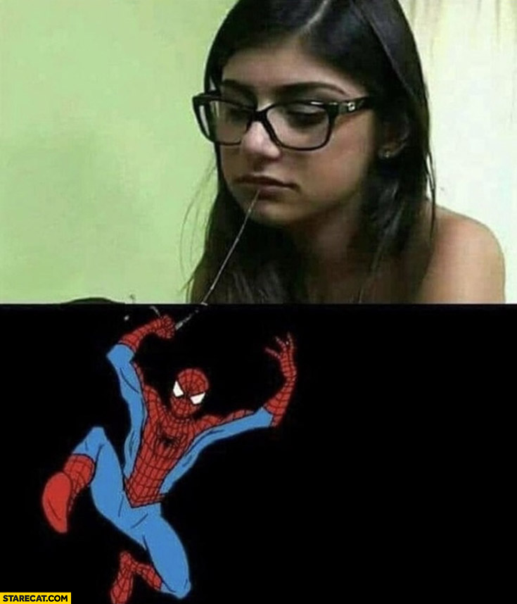 Mia Khalifa Spiderman web photoshopped
