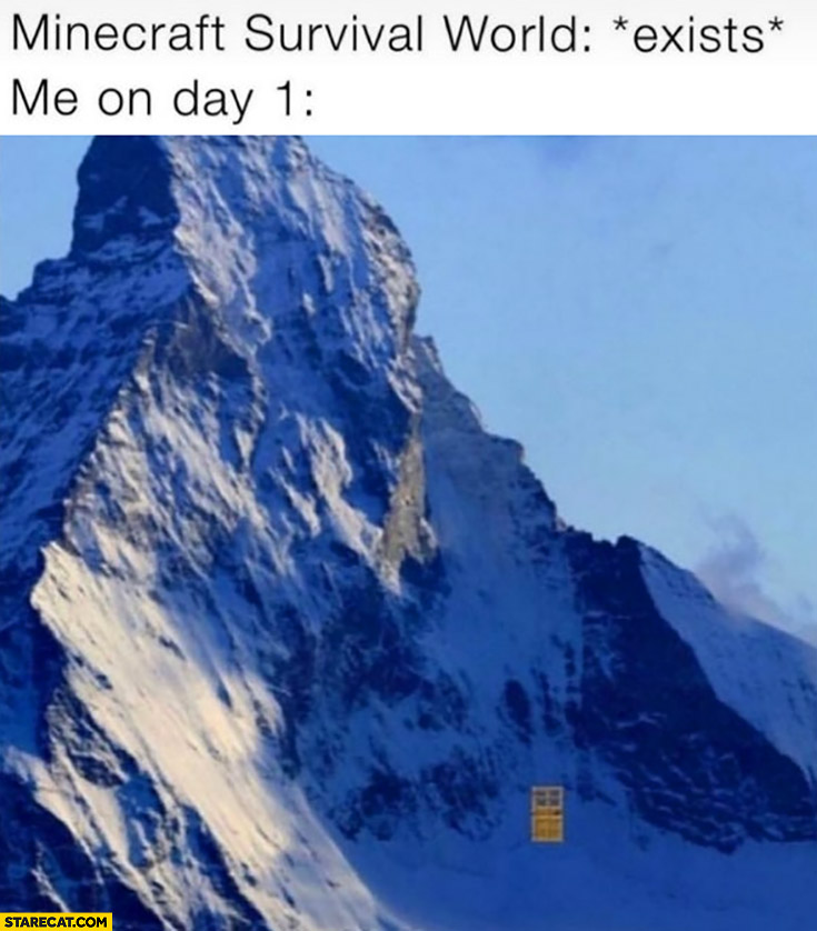 Minecraft survival world exists me on day 1 mountain