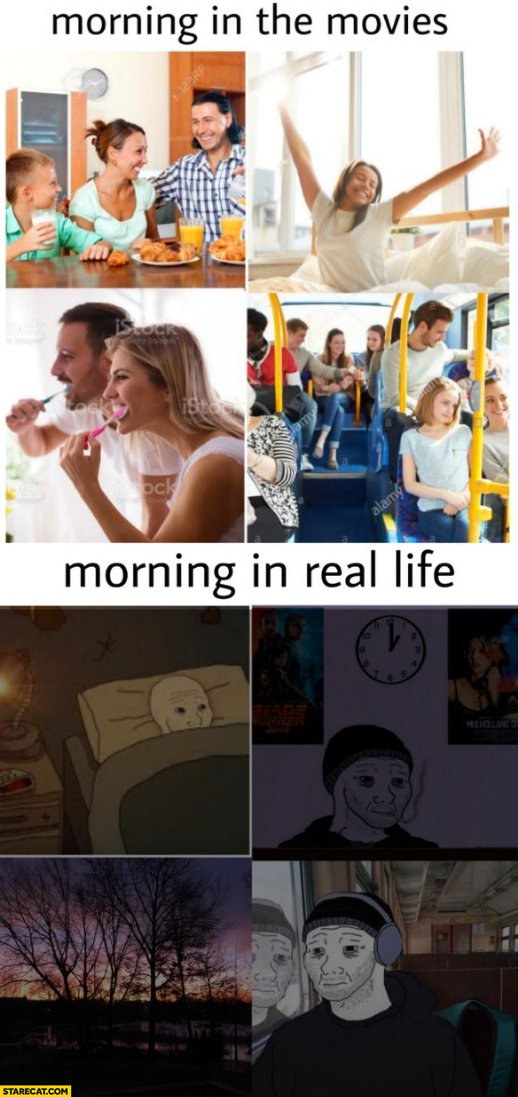 Morning movies vs moring in real life dark comparison