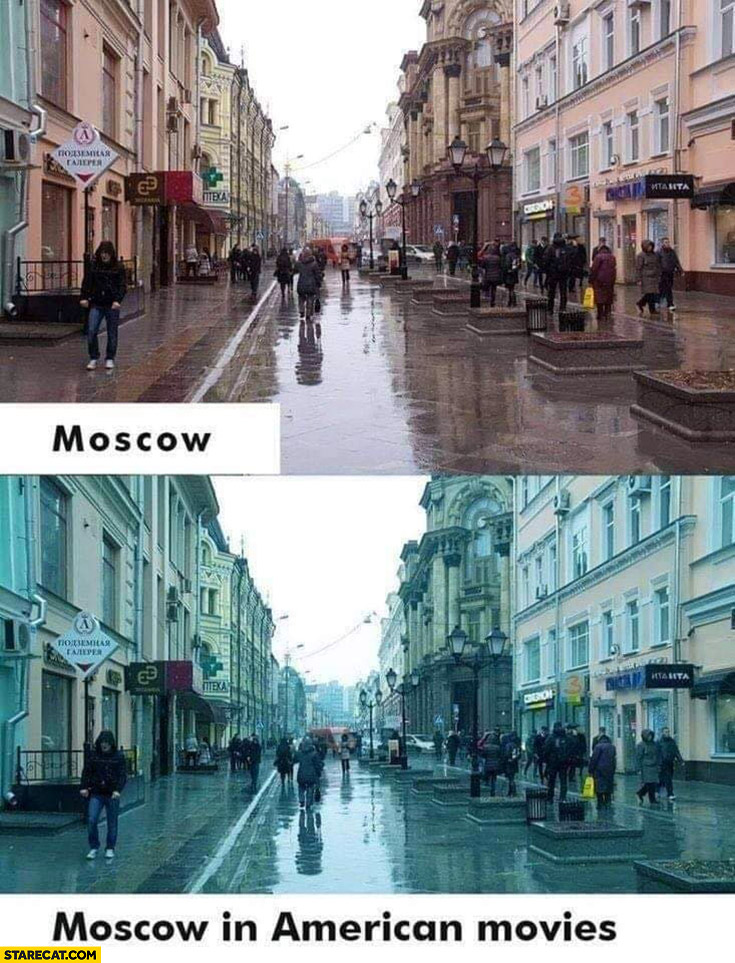 Moscow vs Moscow in american movies blue filter color