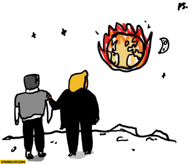 Musk with Trump on Mars watching earth world burn