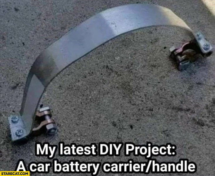 My latest DIY project a car battery carrier metal handle closed circuit