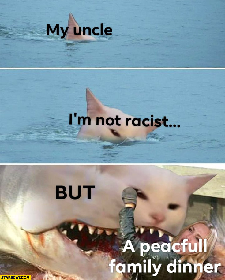 My uncle I’m not racist but cat shark vs a peaceful family dinner