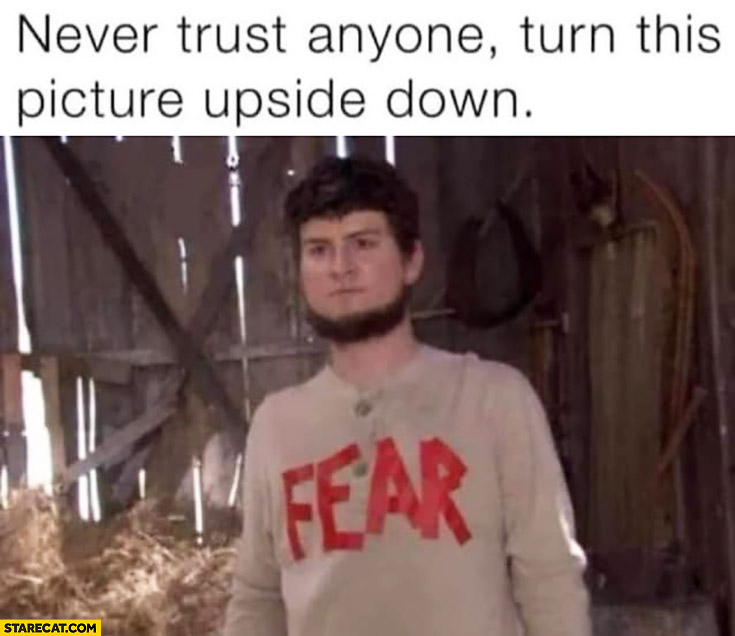 Never trust anyone turn this picture upside down fear shirt the office