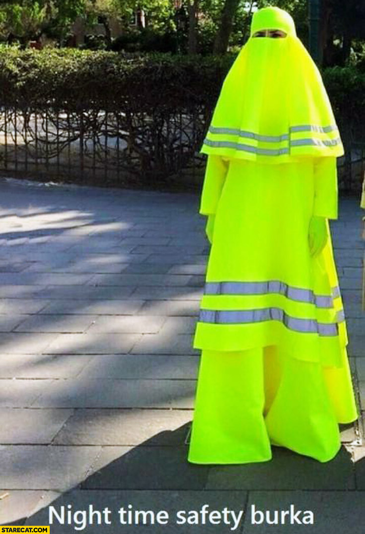 Night time safety burka yellow reflective