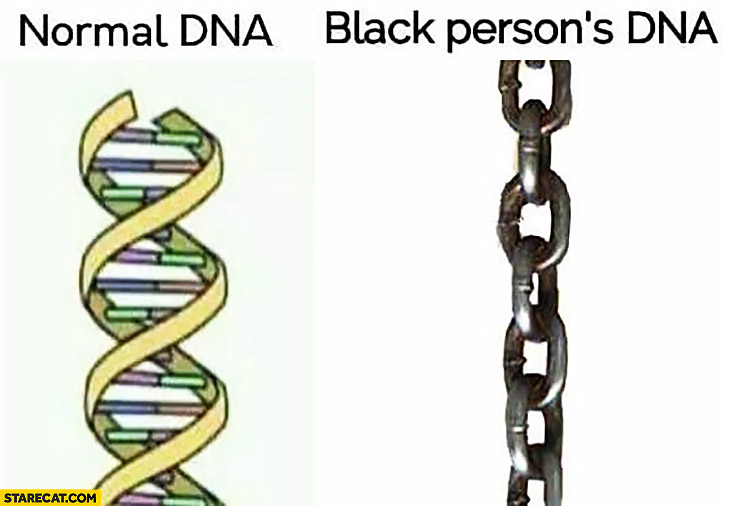 Normal DNA vs black person’s DNA chains