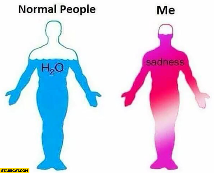 Normal people full of H2O, me full of sadness